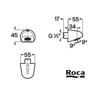 MEDIDAS ROCIADOR DUCHA ANTIVANDALICO FIT-N ROCA